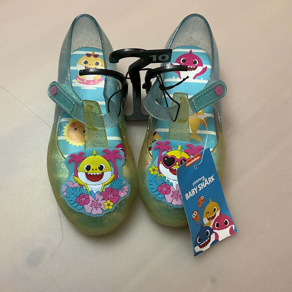 Baby Shark Toddler Girls Glitter Jelly Shoes, Tropical Pinkfong Sandals - Size 1